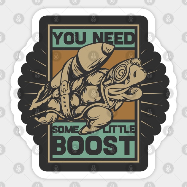 Crazy japanese retro  turtle rocket you need some boost Sticker by SpaceWiz95